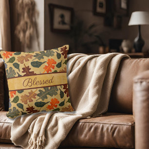 Moderne, Vintage Blätter aus Eichenholz gesegnet Kissen