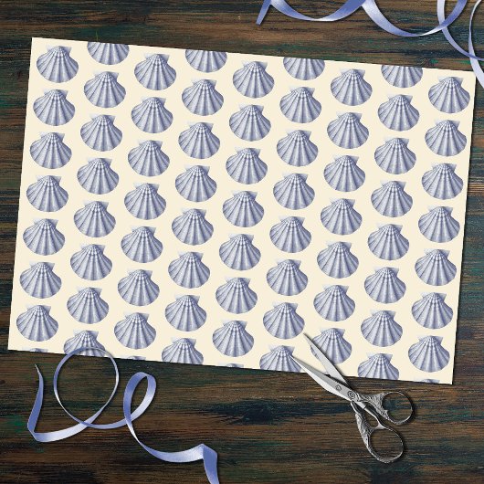 Moderne Vintage blaubeige Muscheln Seidenpapier