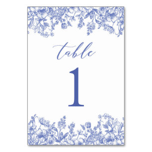 Moderne Vintage Blaue Blumen Tischnummer Karte