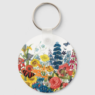 moderne Vintage Blume Schlüsselanhänger