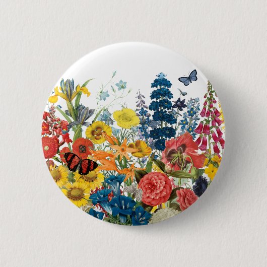 moderne Vintage Blumen Button (Vorderseite)
