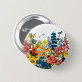 moderne Vintage Blumen Button (Vorne & Hinten)