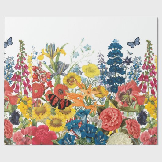 moderne Vintage Blumen Geschenkpapier (Flach)