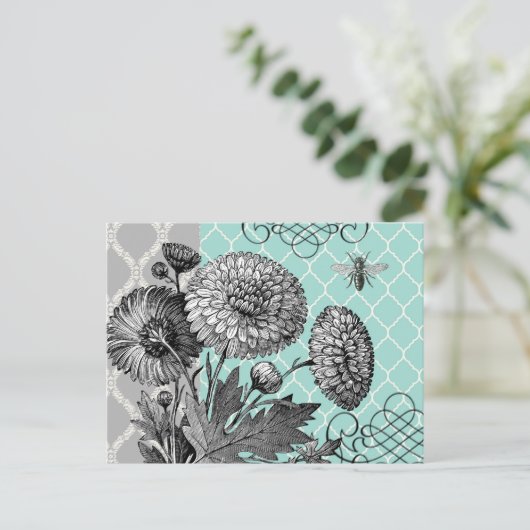 Moderne Vintage Blumen Postkarte (Stehend Vorderseite)