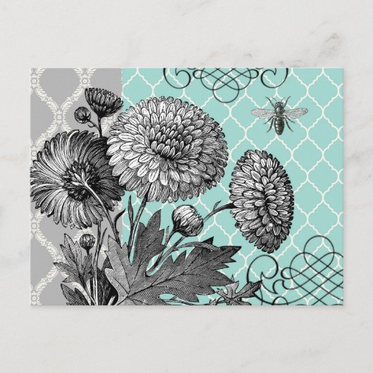 Moderne Vintage Blumen Postkarte (Vorderseite)