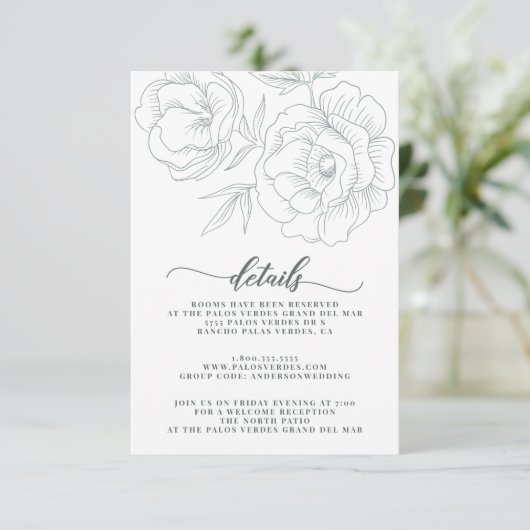 Moderne Vintage Blumendetails Begleitkarte (Stehend Vorderseite)