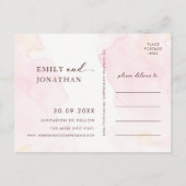 Moderne Vintage Blumenhochzeit spart das Datum Einladungspostkarte (Rückseite)