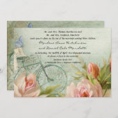 Moderne Vintage Blumenpastete Rosenschmetterling Einladung (Vorne/Hinten)