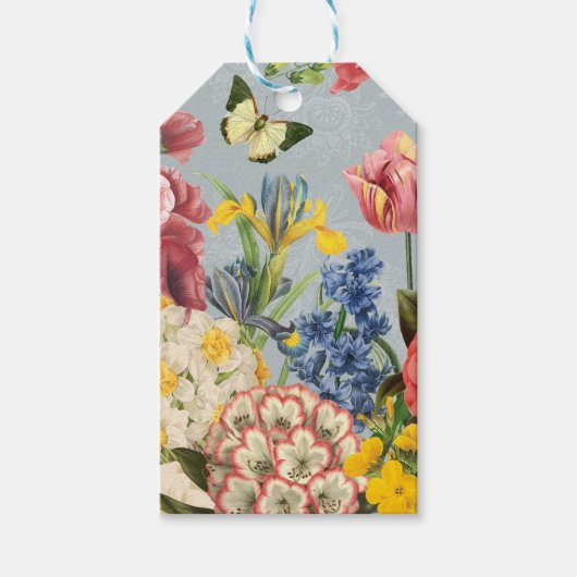 moderne Vintage botanische Blume Geschenkanhänger (Vorderseite)