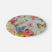 moderne Vintage botanische Blume Pappteller (Schrägansicht)