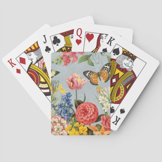 moderne Vintage botanische Blume Spielkarten (Rückseite)