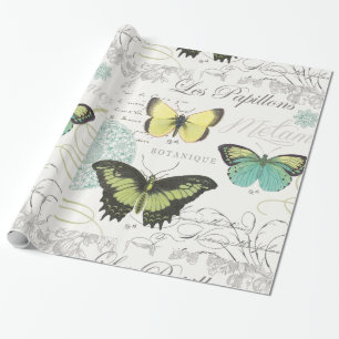 moderne Vintage botanische butterfiles Geschenkpapier