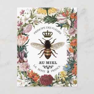 MODERNE VINTAGE-BOTANISCHE KÖNIGIN-BIENE POSTKARTE