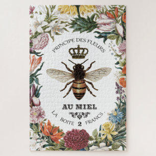 MODERNE VINTAGE-BOTANISCHE KÖNIGIN-BIENE PUZZLE