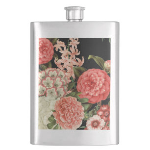 moderne vintage botanische rosa Blumen Flachmann