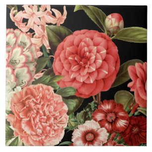 moderne vintage botanische rosa Blumen Fliese