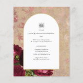 Moderne Vintage botanische Rote Rosen zum Hochzeit (Rückseite)