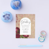 Moderne Vintage botanische Rote Rosen zum Hochzeit Flyer (Einzeln)