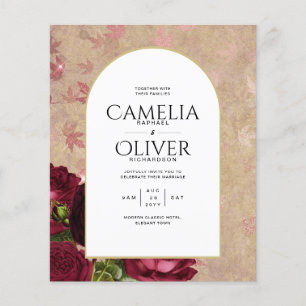 Moderne Vintage botanische Rote Rosen zum Hochzeit Flyer