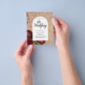 Moderne Vintage botanische Rote Rosen zum Hochzeit Flyer (Gruppe)