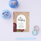 Moderne Vintage botanische Rote Rosen zum Hochzeit Flyer (Einzeln)