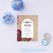 Moderne Vintage botanische Rote Rosen zum Hochzeit Flyer (Einzeln)