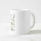 moderne Vintage botanische Vögel und Blume Jumbo-Tasse (Vorderseite Rechts)