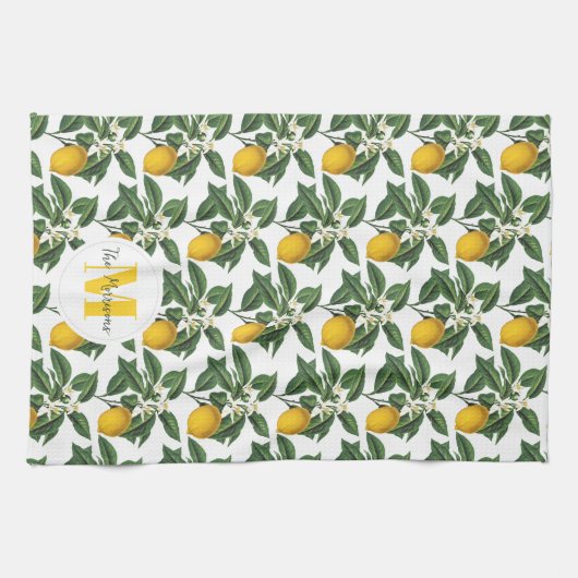 Moderne Vintage botanische Zitronen Geschirrtuch (Horizontal)