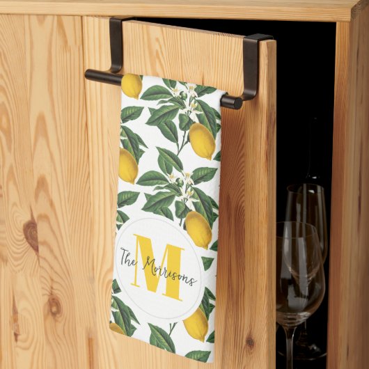 Moderne Vintage botanische Zitronen Geschirrtuch (Drittel gefaltet)