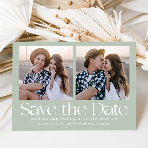 Moderne Vintage-Buchstaben Sage Green 2 Foto Save The Date