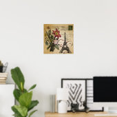 moderne Vintage Drehbücher lila Paris Eiffel Tower Poster (Heimbüro)