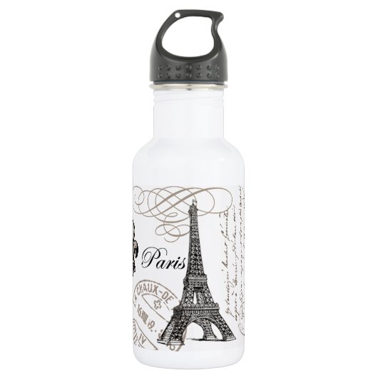 moderne vintage Eiffelturm Edelstahlflasche (Vorderseite)