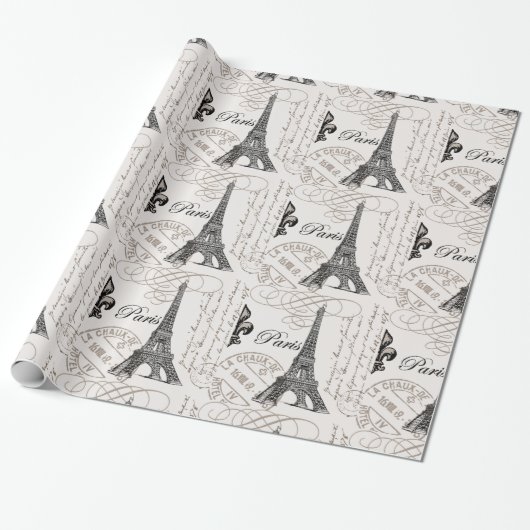 moderne vintage Eiffelturm Geschenkpapier (Ungerollt)