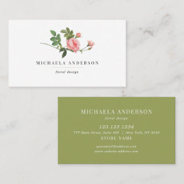 Moderne Vintage, einfache Rosa Blütenrosa Visitenkarte