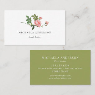 Moderne Vintage, einfache Rosa Blütenrosa Visitenkarte