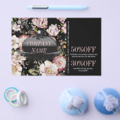 Moderne Vintage Elegante Böhmische Schwarze Blüte Flyer (Einzeln)