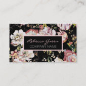 Moderne Vintage Elegante Böhmische Schwarze Blüte Visitenkarte (Vorderseite)