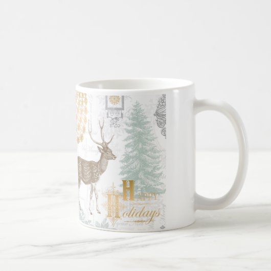 Moderne Vintage Elegante Winterwälder Kaffeetasse (Rechts)