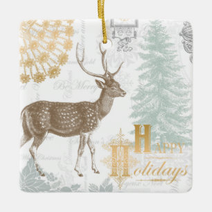 Moderne Vintage Elegante Winterwälder Keramikornament