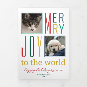 Moderne Vintage Farben Weihnachtsgeschenk-Foto Dreifach Gefaltete Urlaubskarte