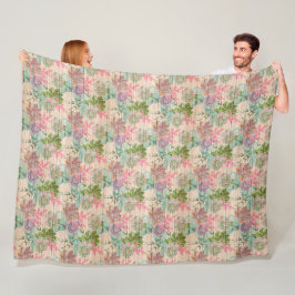 Moderne Vintage Flora auf Holz Trendy Populär Fleecedecke