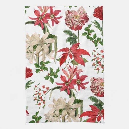 moderne vintage Floralien zum Feiertag Geschirrtuch (Vertikal)