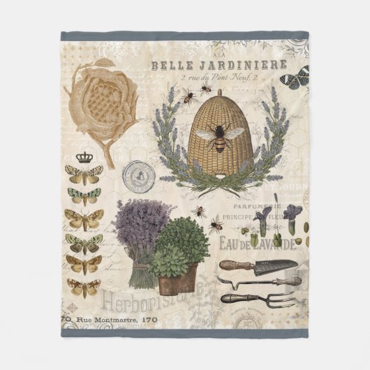 Moderne Vintage französische Bauernblume Fleecedecke (Vorderseite)