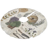 Moderne Vintage französische Bauernblüte Leinenimitat Weihnachtsbaumdecke (Schrägansicht)