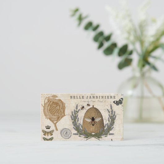 Moderne Vintage französische Bauernblüte Visitenkarte (Stehend Vorderseite)