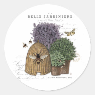 Moderne vintage französische Bauernhaus Biene Runder Aufkleber