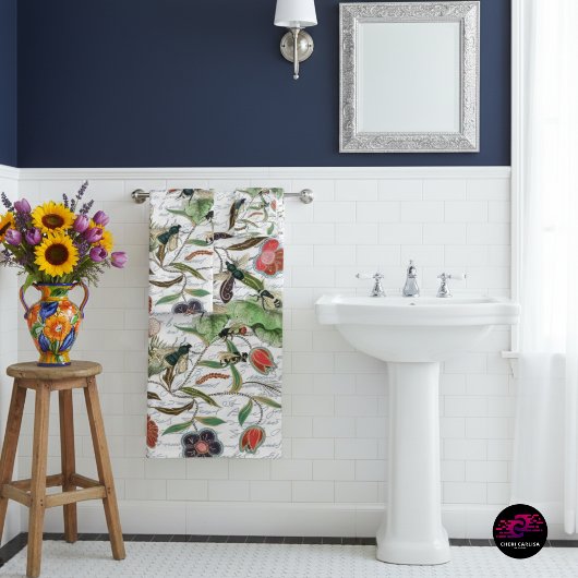 Moderne Vintage französische Bienen & Blume Badhandtuch Set