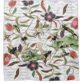 Moderne Vintage französische Bienen & Blume Duschvorhang (Vorderseite)