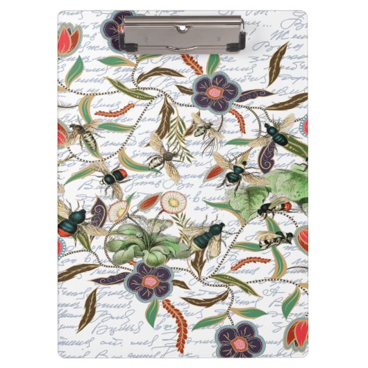 Moderne Vintage französische Bienen & Blume Klemmbrett (Vorderseite)
