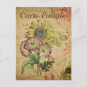 Moderne Vintage französische Blumen Collage Postka Postkarte